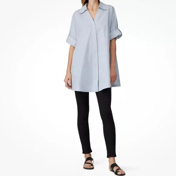 CO Rolled Tab Long Sleeve Oversied Button Down Shirt Blouse Top Size Medium - Picture 1 of 9